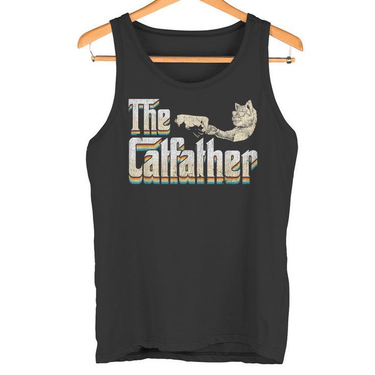 The Catfather 面白い猫 お父さん 父の日 ビンテージ 猫 父親 タンクトップ