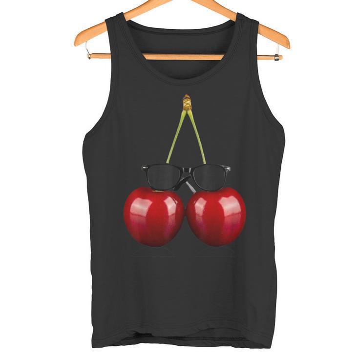 Cerezas Frescas Con Gafas Deol Fruta Divertida Camiseta sin mangas