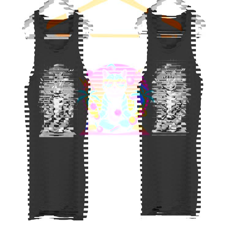 Cool Cat 瞑想 ヴェイパーウェーブ 80年代 レトロ シンセウェーブ タンクトップ