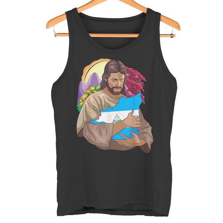De Jesus Abrazando La Bandera De Nicaragua Bandera Bandera Camiseta sin mangas