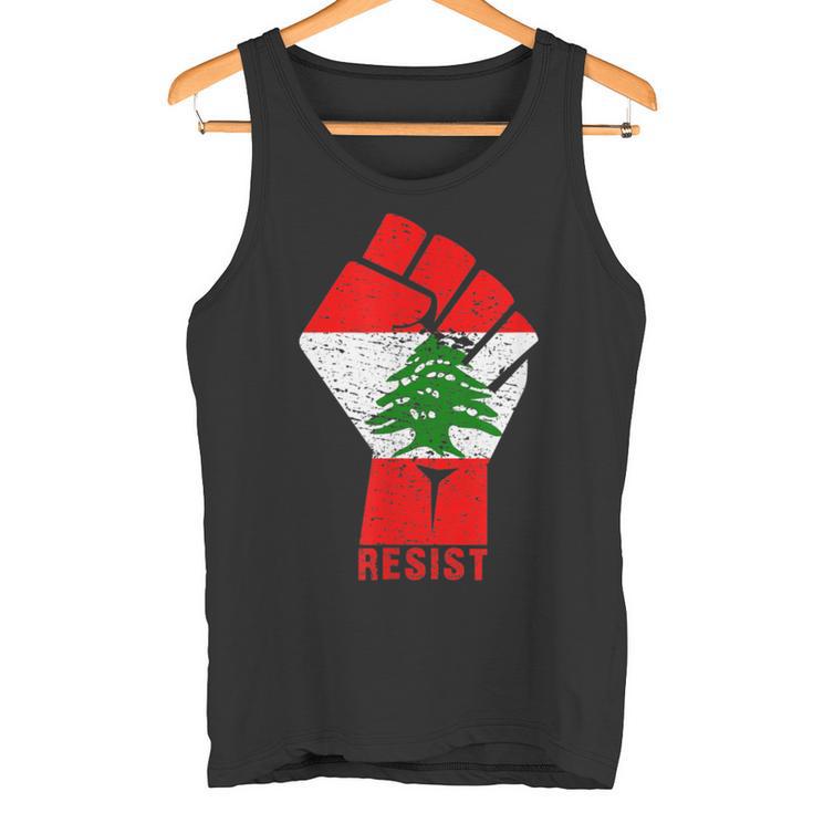 Drapeau Du Liban Resist Poing Du Liban Révolution Protest Mars Débardeur e