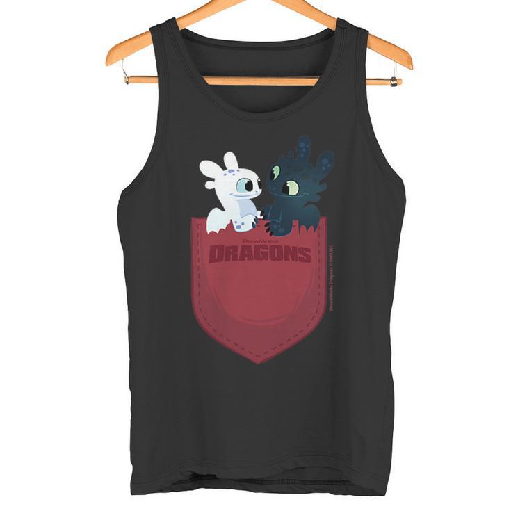 Dreamworks Dragons Light Fury & Night Fury Faux Pocket タンクトップ