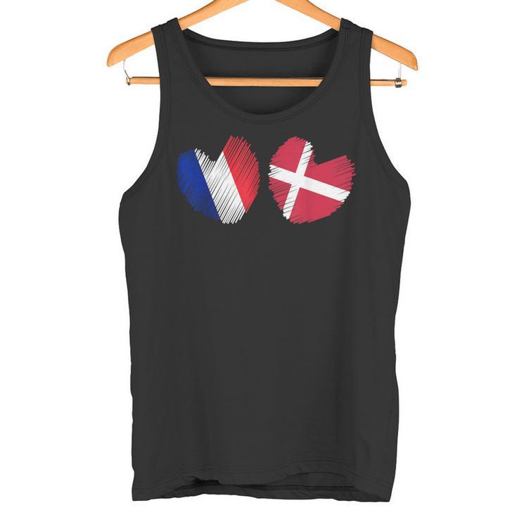 France Danemark Coeur Drapeau Français Danois Drapeau Grunge Coeur Débardeur e