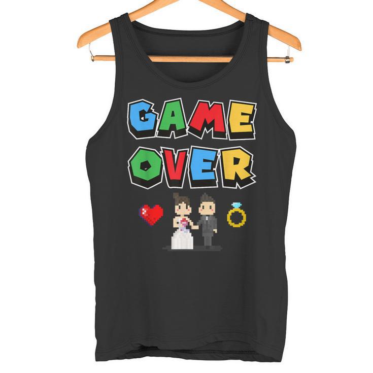 Game Over Boda Divertido Pixel Gamer Recién Casado Novio Camiseta sin mangas