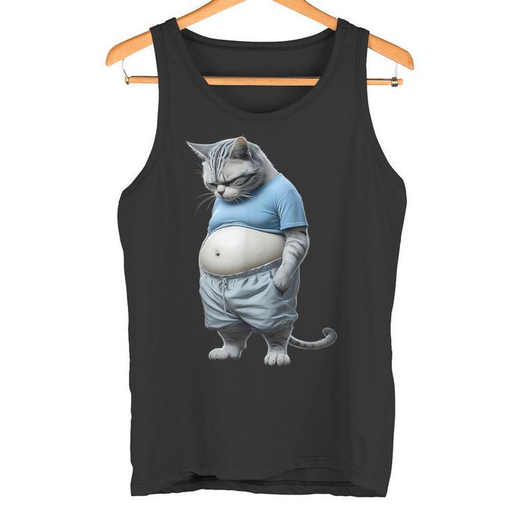 Gato Gordito Gordito Gato En Ropa Deportivaentirse Abajo Animal Camiseta sin mangas