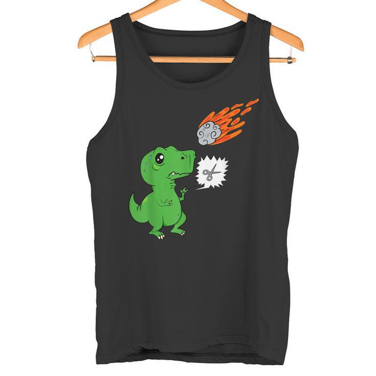 Hombre Divertido Juego De Tijeras T-Rex De Dinosaurios Meteoritos Piedras Papel Camiseta sin mangas