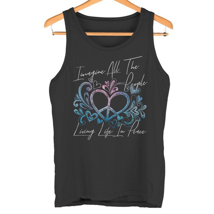 Imagine Hippie People Living Life In Peace And Love タンクトップ