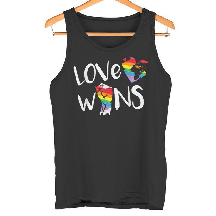 Love Wins Raised Fist Lgbt Lgbtq プライド アウェアネス レインボー タンクトップ