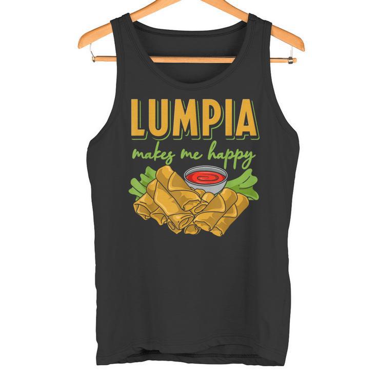 Lumpia Makes Me Happyルンピアは私を幸せにする フィリピンの春巻き 料理 食べ物 タンクトップ