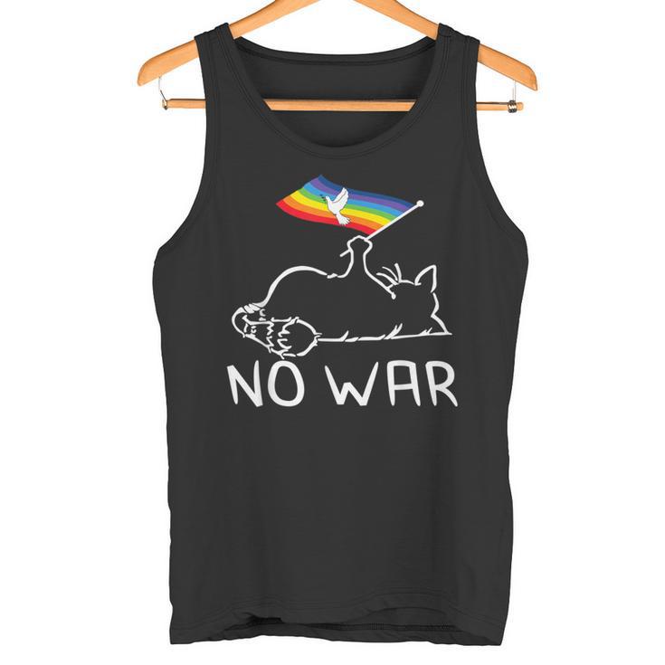 No War Peace Movement World Peace Peace Flag Cat タンクトップ