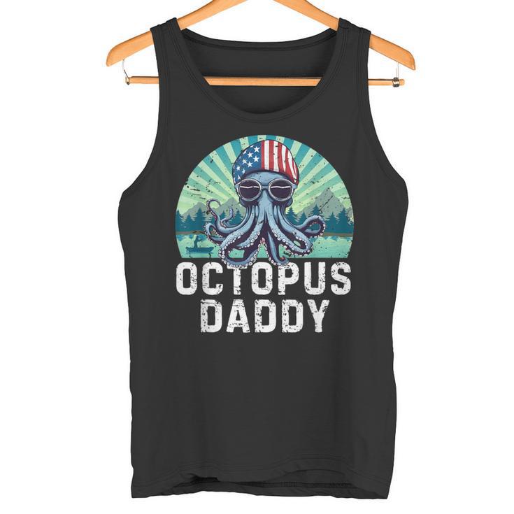 Octopus Daddy Bandiera Usa Festa Del Papà 4 Luglio Retrò Canotta