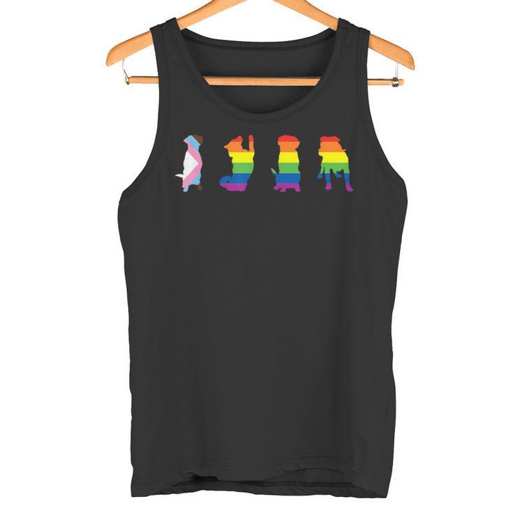 Progress Pride Cute Dog Lgbt プログレス ゲイ ペット好き タンクトップ