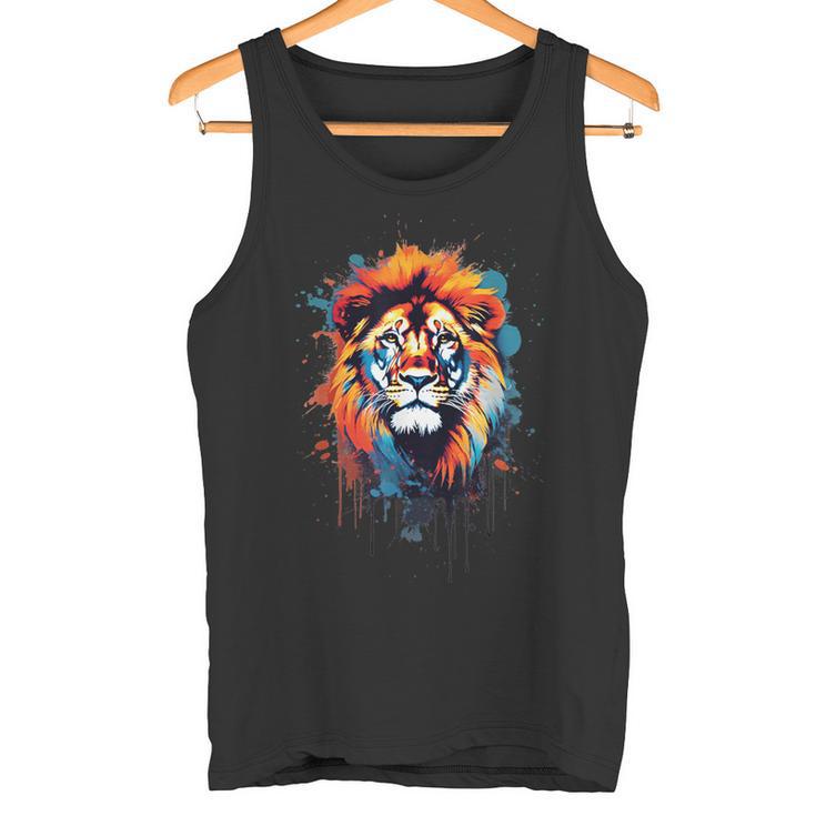 Strong Regal Lion Magestic Lion クールカラフルライオンステンシル タンクトップ