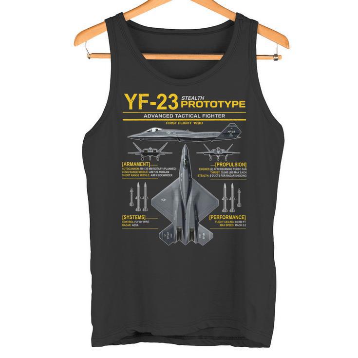 Yf-23 ステルス戦闘機 ミリタリー ジェット仕様 インフォグラフィック イエロー タンクトップ