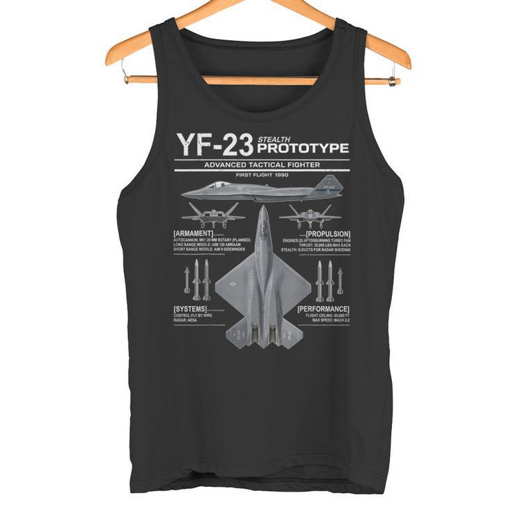 Yf-23ステルス戦闘機ミリタリージェットスペックインフォグラフィック タンクトップ