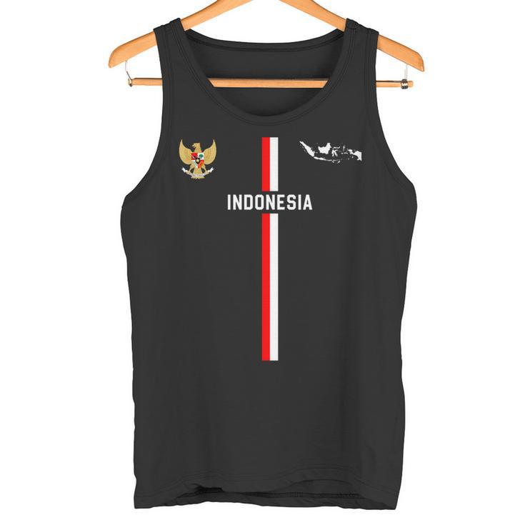 インドネシア国旗、インドネシアのシルエットマップ、国章 長袖tシャツ タンクトップ