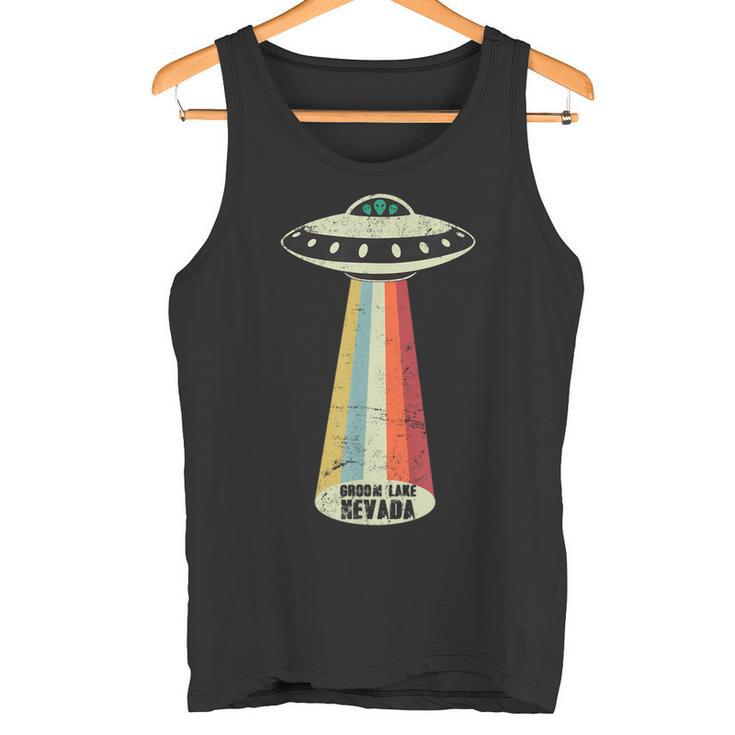 グルームネバダ湖レトロトップシークレットエリア 51 Ufo Uap エイリアン タンクトップ