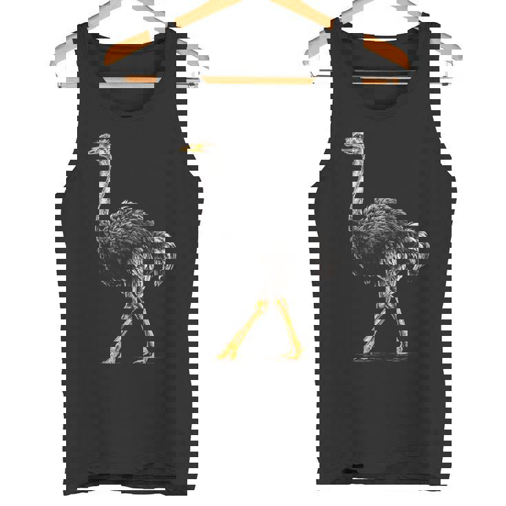 ダチョウ ポートレート 動物 モチーフ 描画 鳥 アート 長袖tシャツ タンクトップ