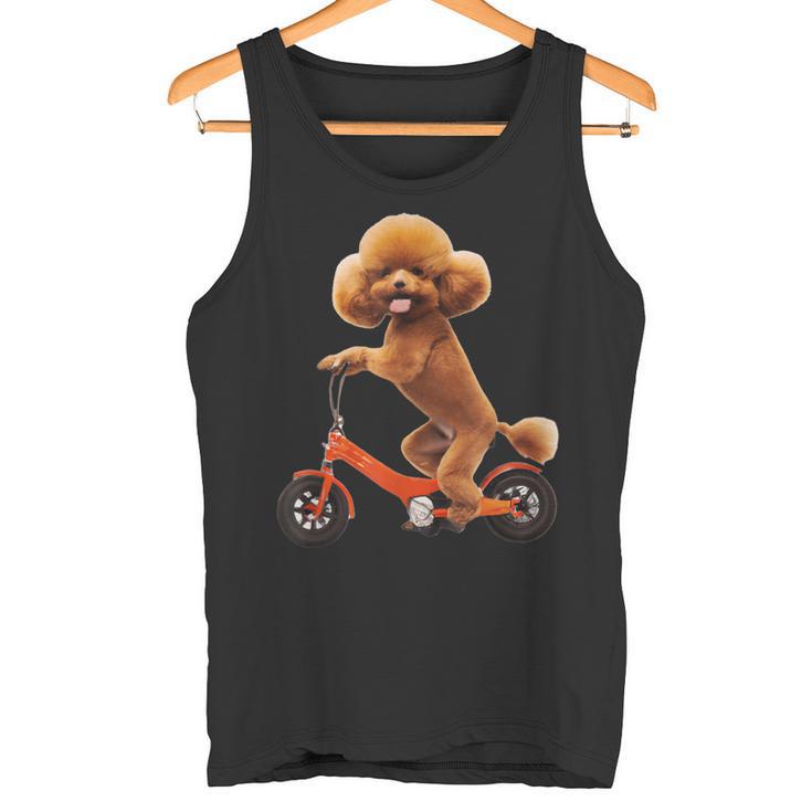 チャリで来た トイプードル 面白いtシャツ 犬 動物 メンズ グッズ かわいい おもしろ 面白い 服 ネタ タンクトップ