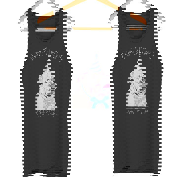 ニューオーリンズ 面白い犬の着用パーティーハット付き タンクトップ