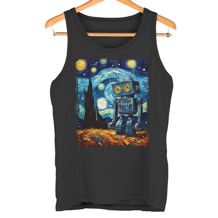 ビンテージロボットアート ゴッホ おもちゃ ロボットビルダー ロボティクス 長袖tシャツ タンクトップ