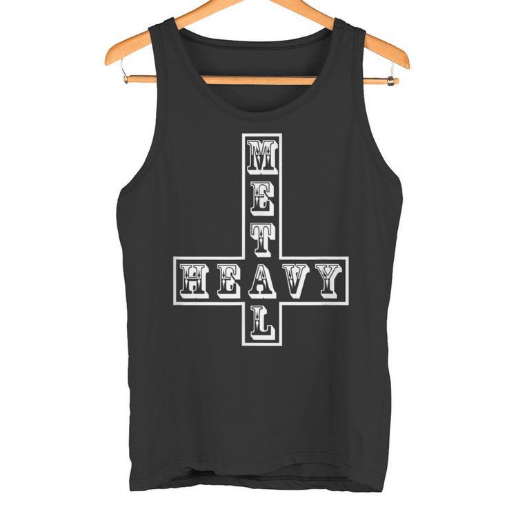 ヘビーメタル逆さま逆十字メタルヘッドサタン面白い Heavy Metal Inverted Crossatan タンクトップ