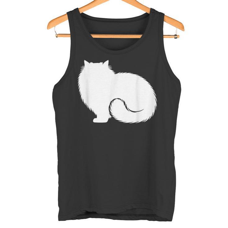 ペルシャ猫のふわふわした座り姿 Persian Cat Fluffyittingilhouette タンクトップ