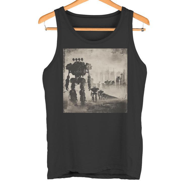 ロボットの行進、Sf、ロボット 長袖tシャツ タンクトップ