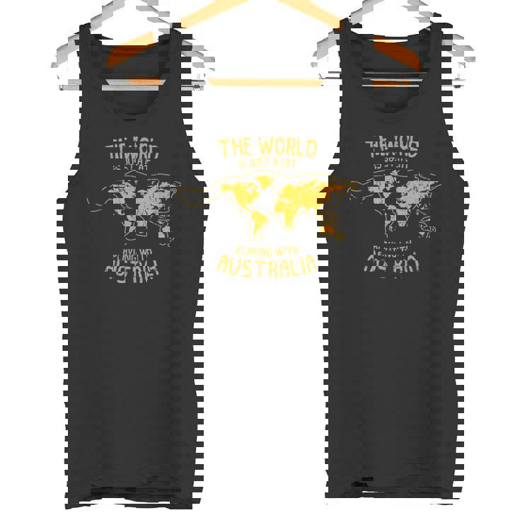 世界はオーストラリア オーストラリアで遊ぶ猫 タンクトップ