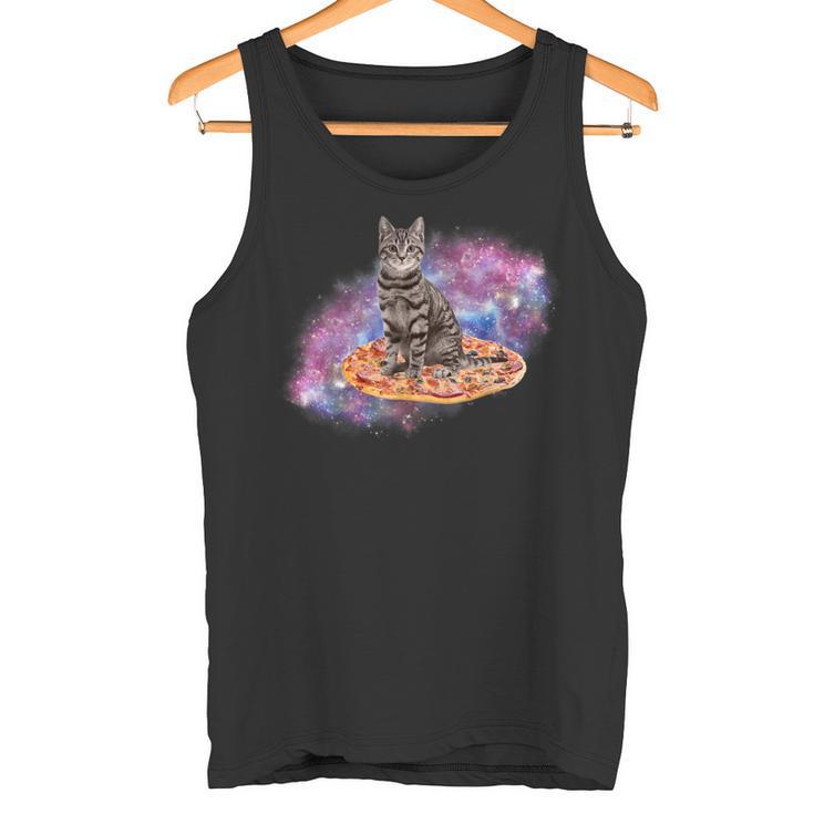 宇宙の猫とピザ タンクトップ