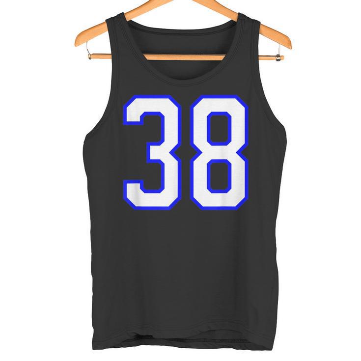 数字 38 Thirty Eight スポーツジャージ ホワイト ブルー 誕生日年齢 タンクトップ