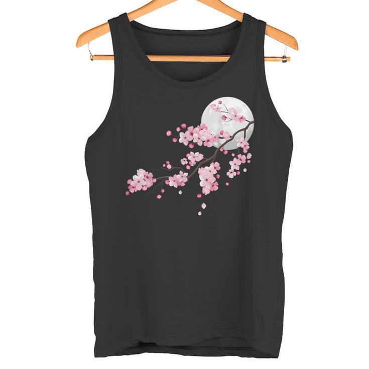 桜の木と月 日本の美しい桜 春 タンクトップ