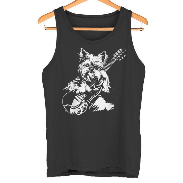 犬 ギタリスト ギター ティーカップ ヨーキー パパ ママ タンクトップ