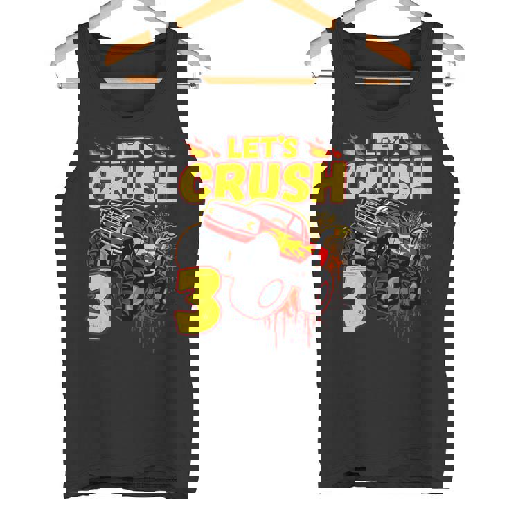 男の子、3歳、英語で、モンスタートラック、誕生日 タンクトップ