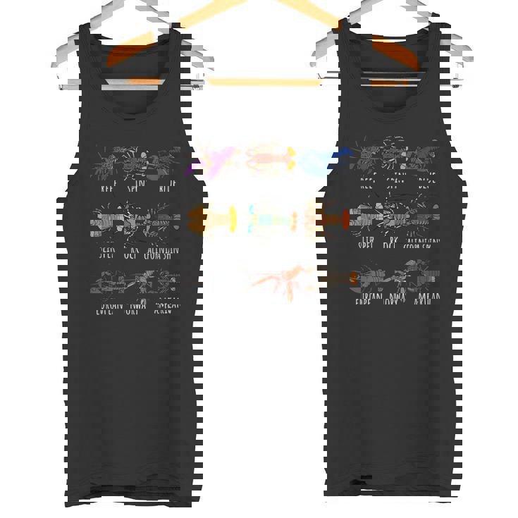異なるタイプのロブスター種チャート海洋生物学 タンクトップ