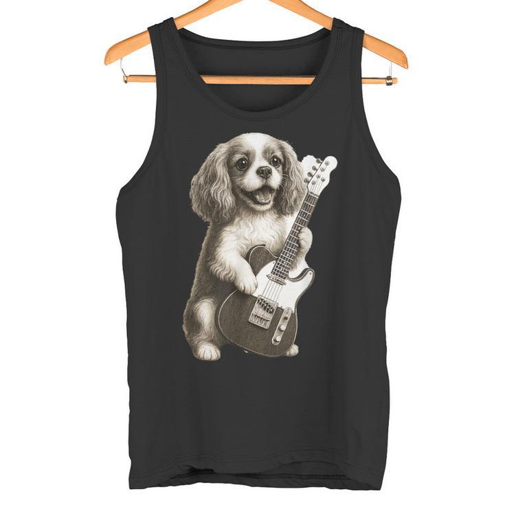面白いtシャツ キャバリア 犬 ギター イヌ メンズ 犬好き グッズ かわいい おもしろ 面白い 服 ネタ タンクトップ