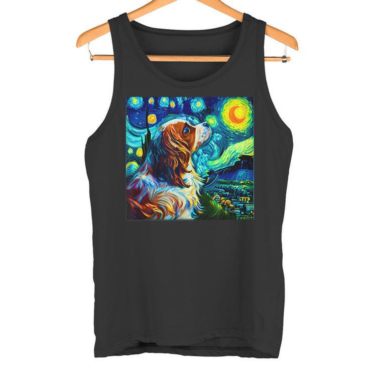 面白いtシャツ 犬 キャバリア ゴッホ 星月夜 わんこ メンズ おもしろ グッズ 服 かわいい タンクトップ