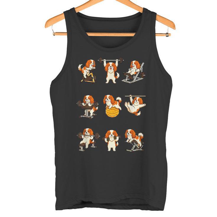面白いtシャツ 犬 キャバリア 筋トレ ジム イヌ グッズ かわいい おもしろtシャツ 面白い 服 ネタ タンクトップ