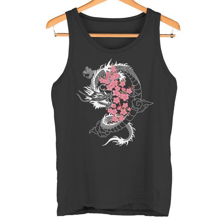 龍 日本の桜文化 長袖tシャツ タンクトップ
