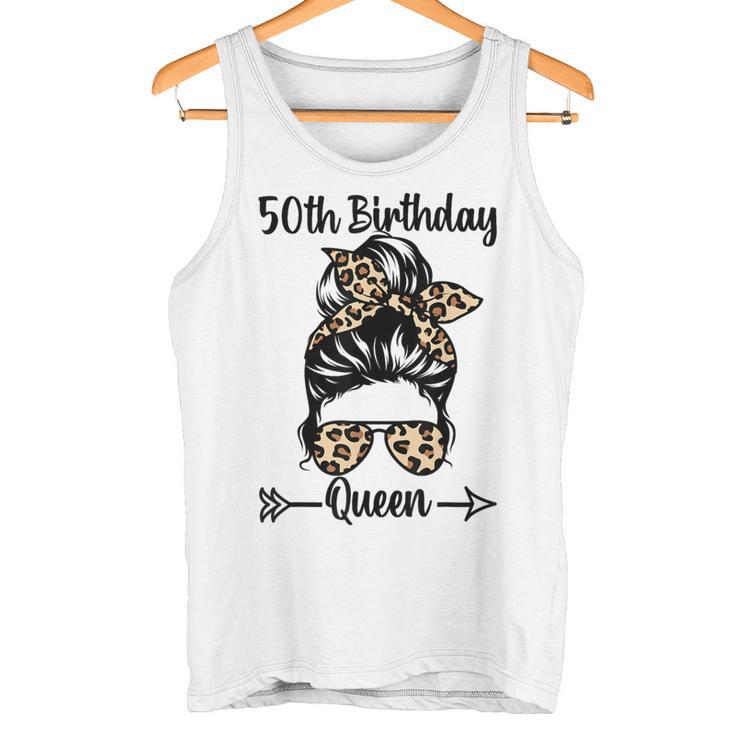 50歳の誕生日 クイーン Happy 50歳 散らかったパンヒョウ タンクトップ