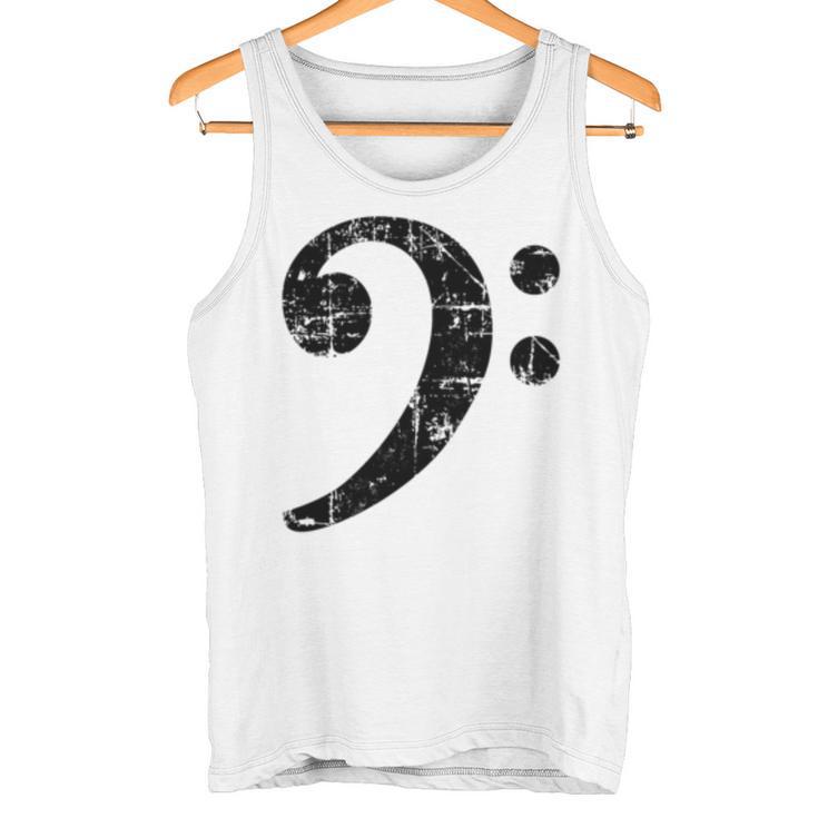 Bass Clef ビンテージブラック左 ベースプレイヤー 長袖tシャツ タンクトップ