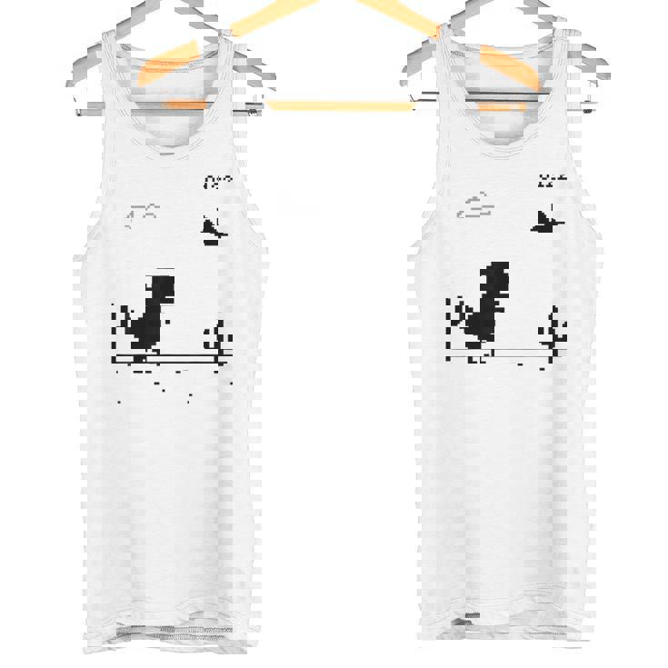 Dino T-Rex 恐竜 ピクセルゲーム インターネットなし オフライン 面白い 男性 タンクトップ