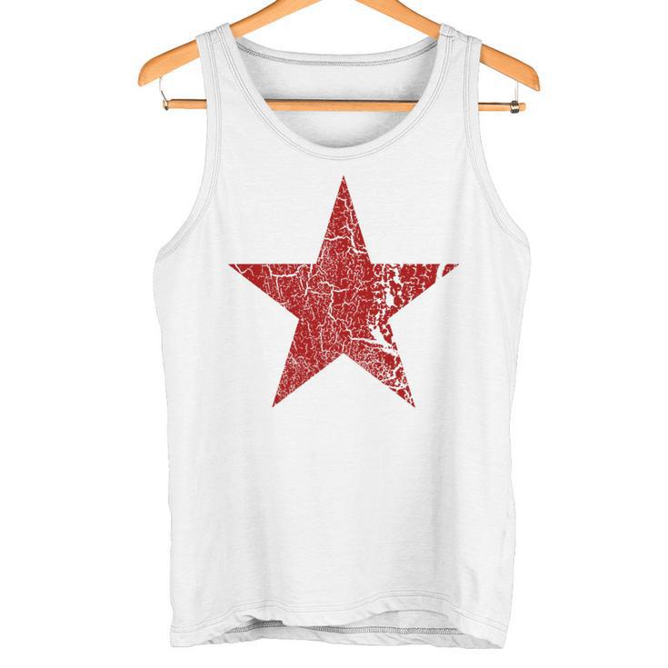Estrella Roja Envejecida Grunge Estrella Roja De Colorintage Camiseta sin mangas