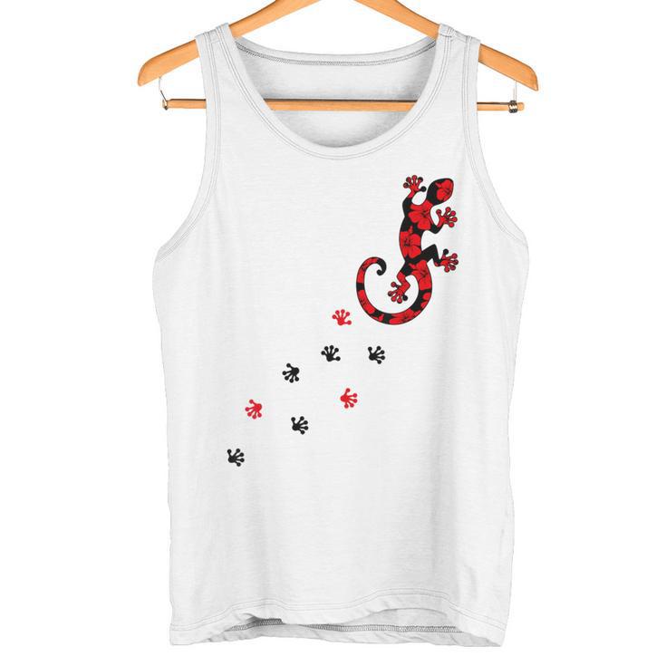 Gecko Footprint ハイビスカスフラワー ハワイサーフスタイルtシャツ タンクトップ