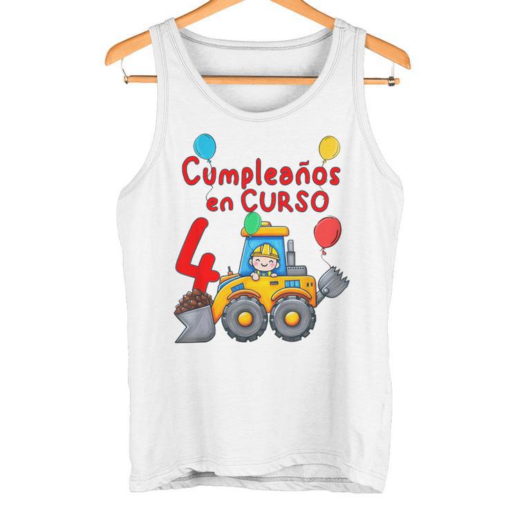 Niño 4 Años Con Tractor Excavadora Cumpleaños Camiseta sin mangas