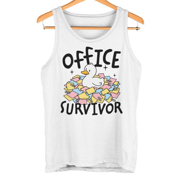 Officeurvivor かわいいアヒルの付箋 ユーモア 長袖tシャツ タンクトップ