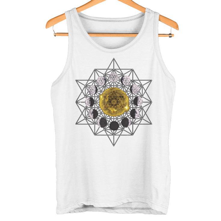 Sol Y Luna Fases Cubo De Metatrón Flor De Laidaagrada Camiseta sin mangas