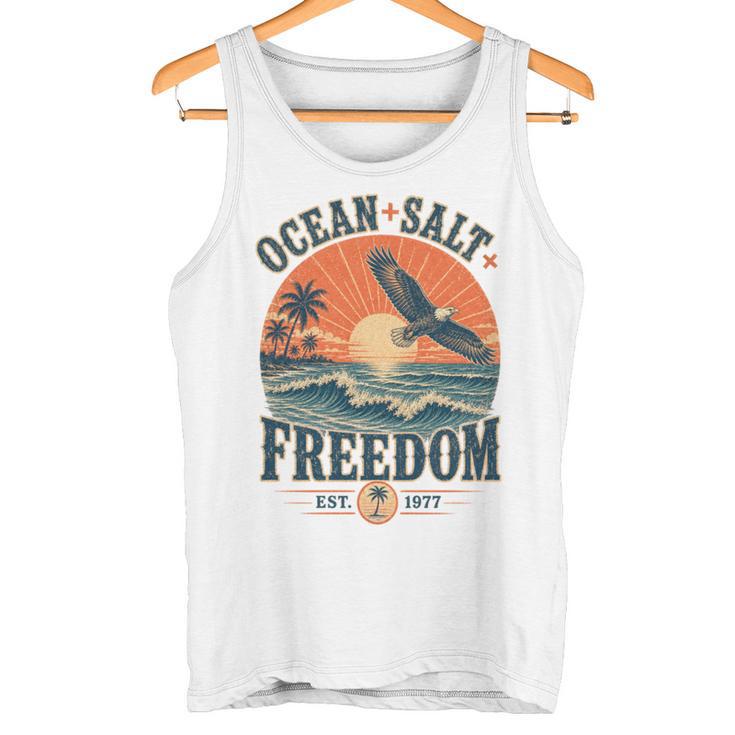 海 塩 自由 沿岸 愛国的 ワシ レトロ 夕日 長袖tシャツ タンクトップ