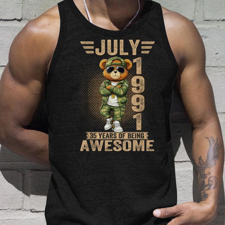 7月35日 誕生日デコレーション メンズ 35歳 1991年 35歳 テディベア タンクトップ 彼への贈り物