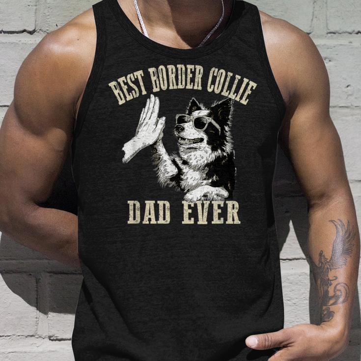Best Dog Dad Ever ヴィンテージ 面白い かわいい ボーダーコリー 犬 タンクトップ 彼への贈り物
